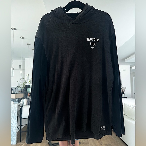 Fox Racing Moto-X Waffle Knit Hoodie Black XXL Long Sleeve Vintage Style Y2K - Picture 1 of 7
